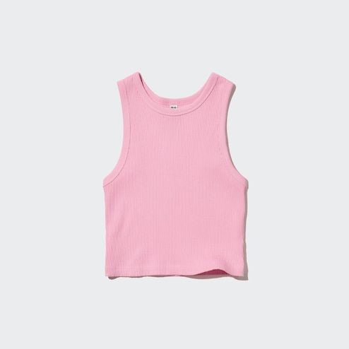 WOMEN RIBBED RACER BACK CROPPED TANK TOP