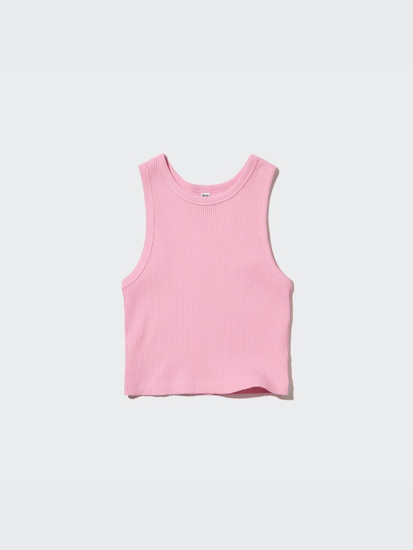 Ribbed Racer Back Cropped Tank Top