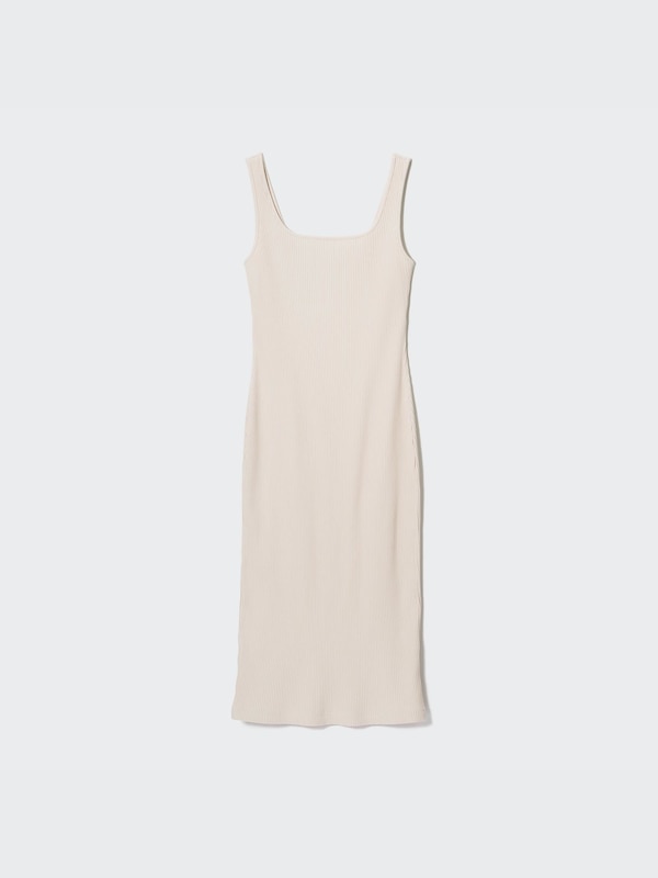 Ribbed Square Neck Sleeveless Dress