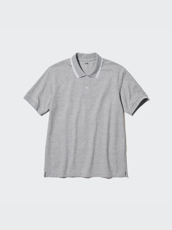 Dry Pique Short-Sleeve Polo Shirt (Striped Collar)