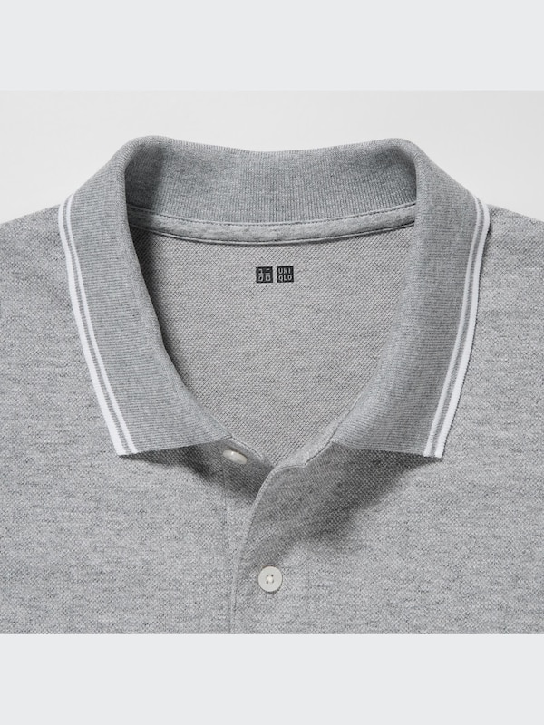 Dry Pique Short-Sleeve Polo Shirt (Striped Collar)