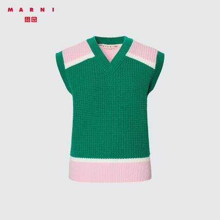 Marni Popcorn Knitted V Neck Sweater Vest