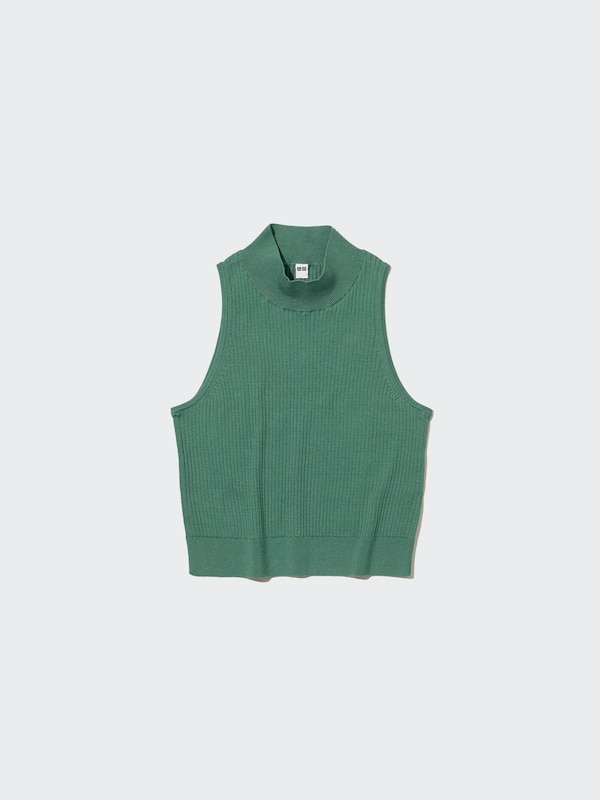 Mock Neck Sleeveless Cropped Sweater