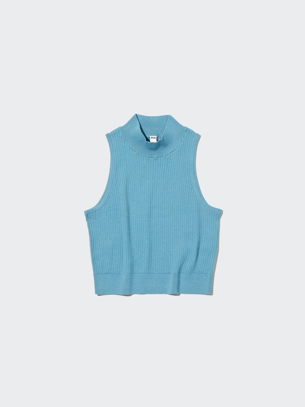 Mock Neck Sleeveless Cropped Sweater