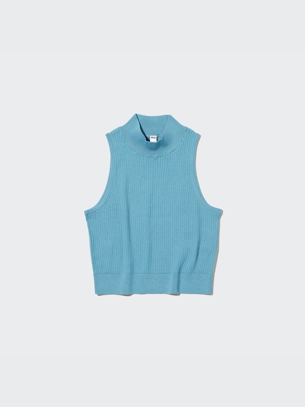 Mock Neck Sleeveless Cropped Sweater