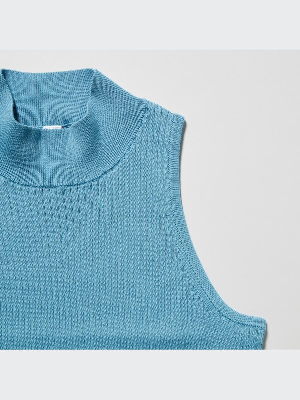 Mock Neck Sleeveless Cropped Sweater