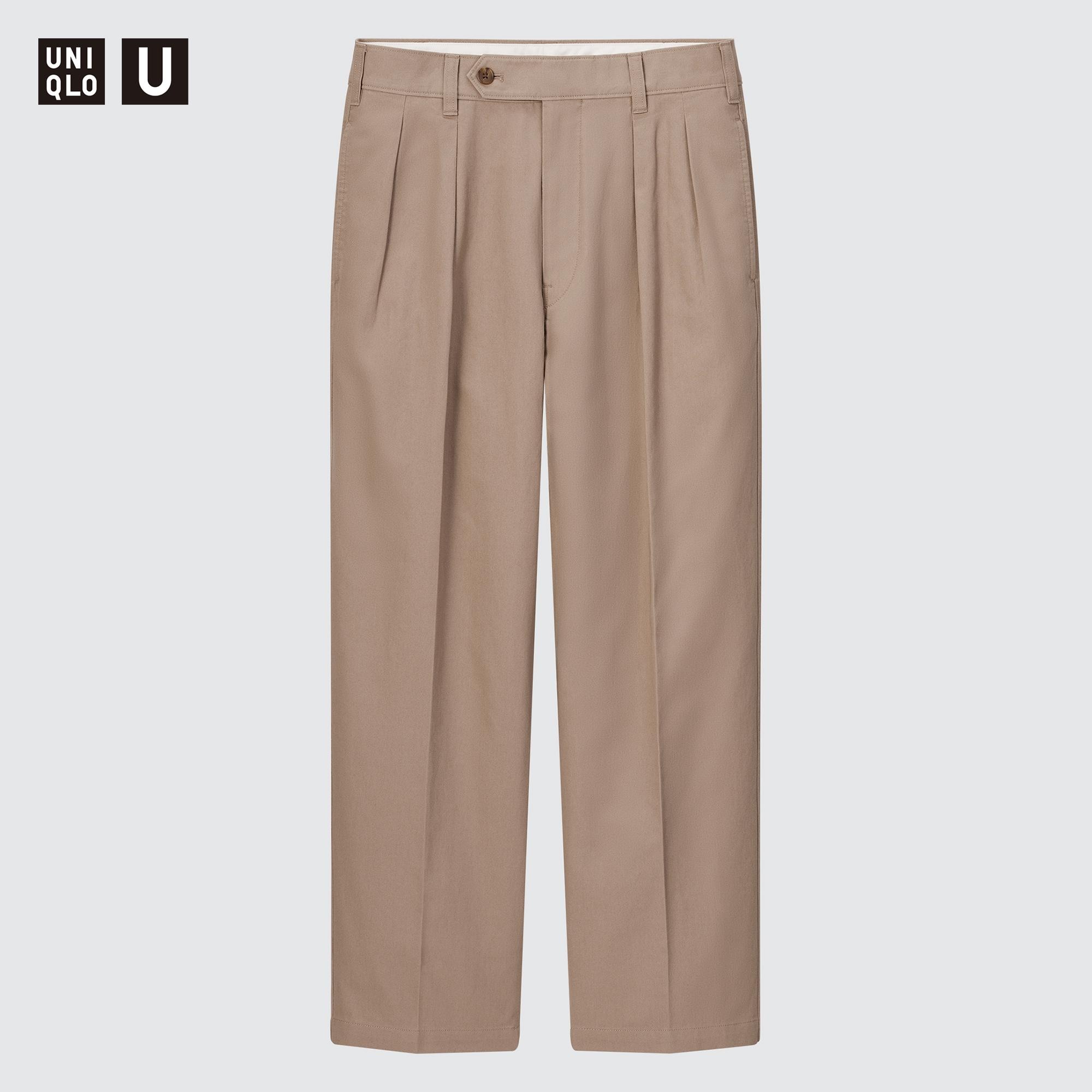 UNIQLO Wide-Fit Pleated Pants L Cream Ivory NWT LARGE