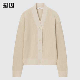 U Ribbed Long-Sleeve Cardigan