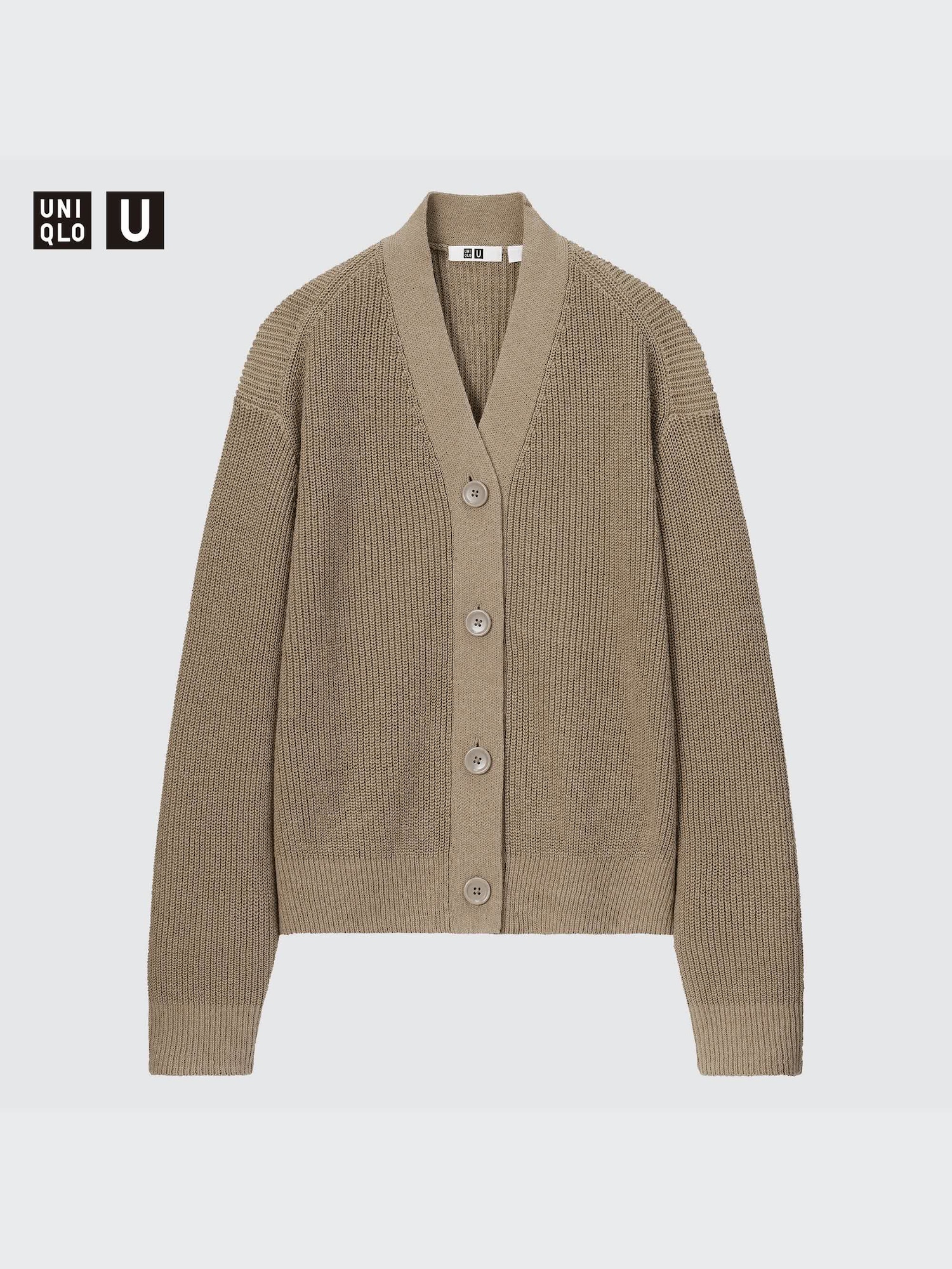 Women's UNIQLO U RIBBED LONG SLEEVE CARDIGAN | UNIQLO CA
