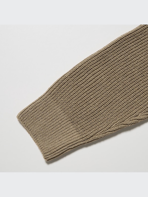 U Ribbed Long-Sleeve Cardigan