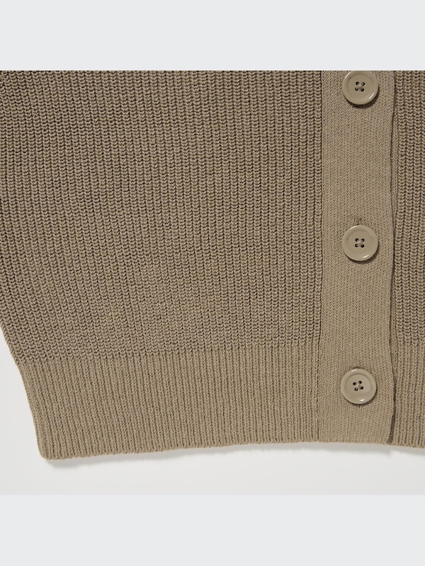 U Ribbed Long-Sleeve Cardigan