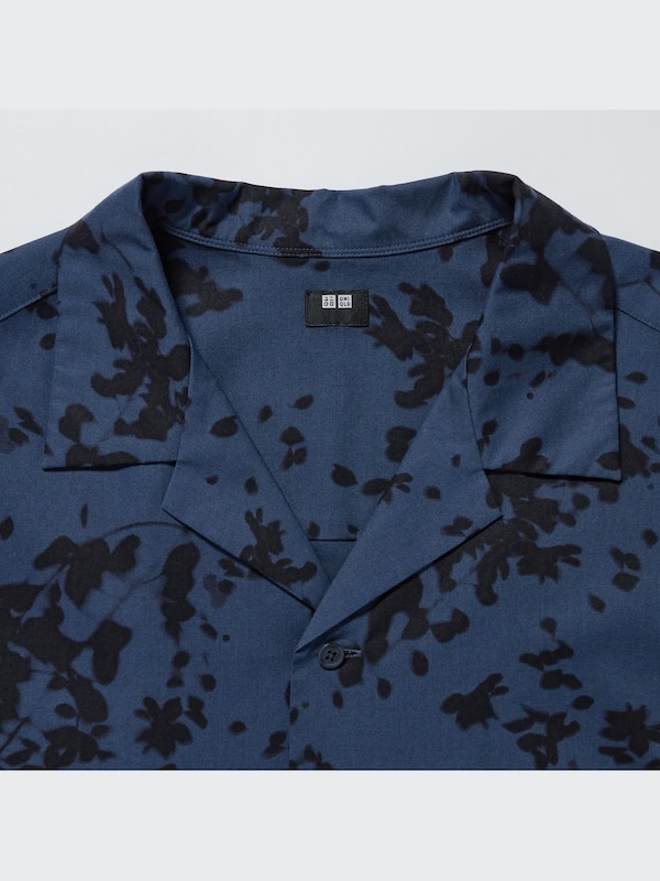 Open Collar Short-Sleeve Shirt