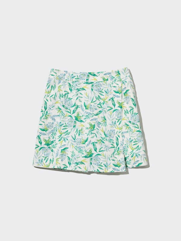 PRINTED LINEN BLEND SKORT