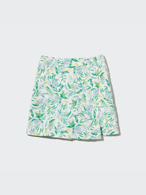 PRINTED LINEN BLEND SKORT