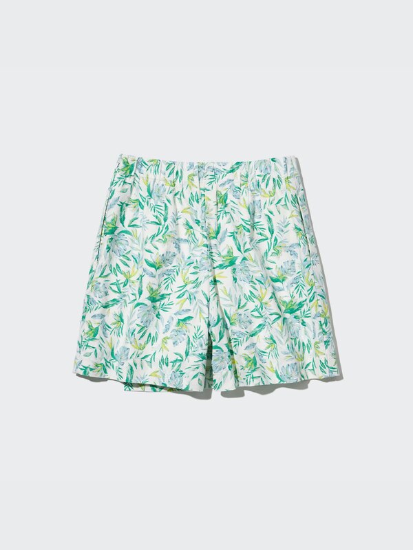 PRINTED LINEN BLEND SKORT