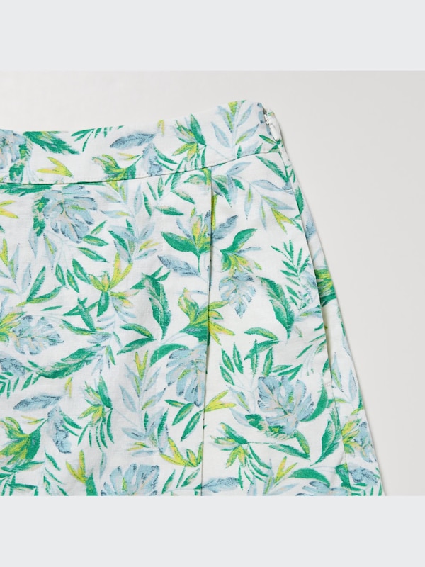 PRINTED LINEN BLEND SKORT