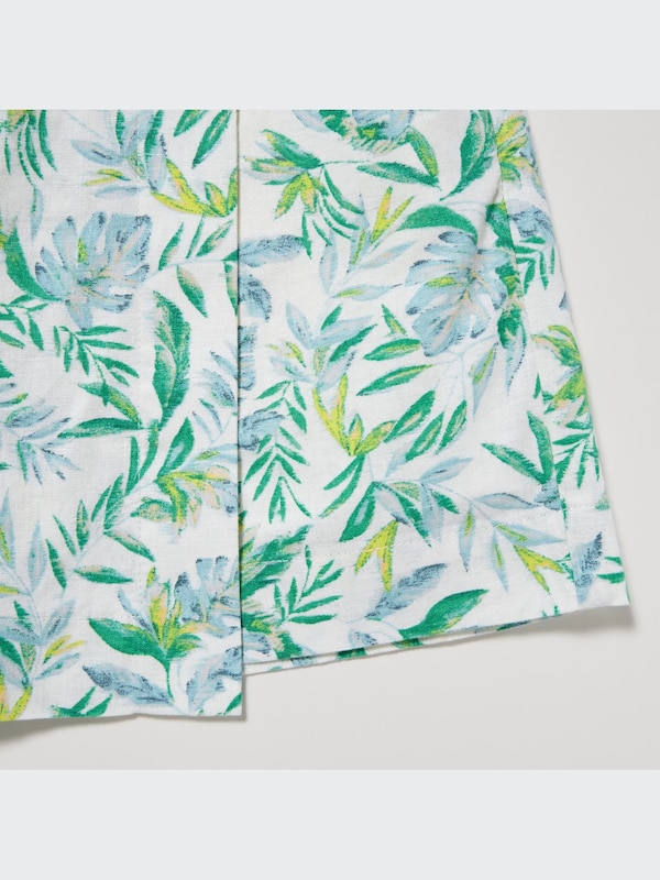 PRINTED LINEN BLEND SKORT