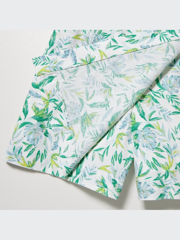 PRINTED LINEN BLEND SKORT