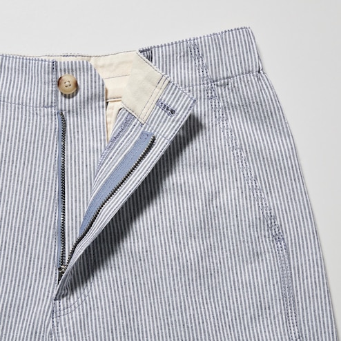 Milana linen pants - Blue/white stripes –