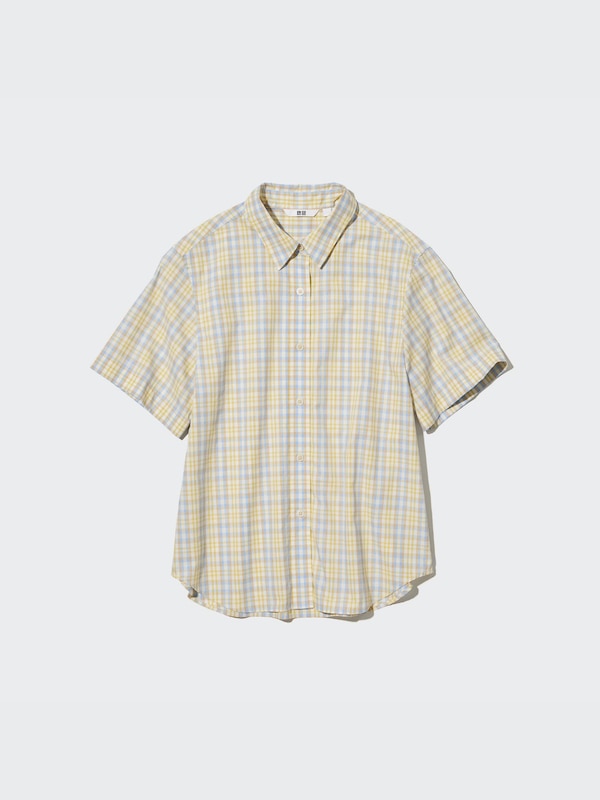 Cotton Checked Short-Sleeve Shirt