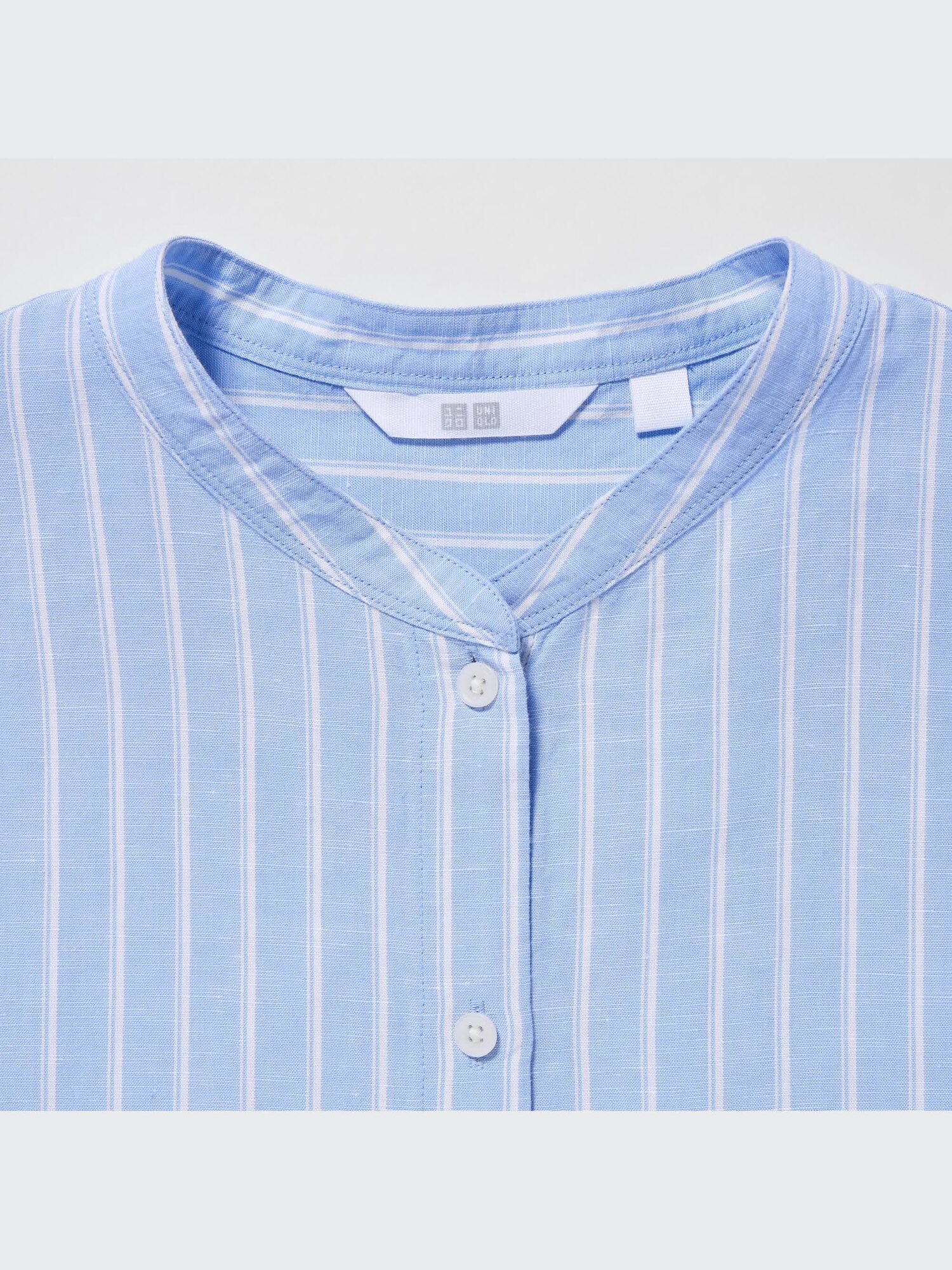 Linen Blend Band Collar 3/4-Sleeve Shirt | UNIQLO US