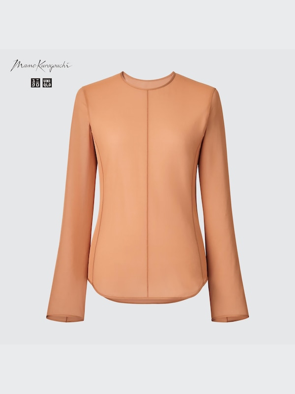 Sheer Crew Neck Long-Sleeve T-Shirt