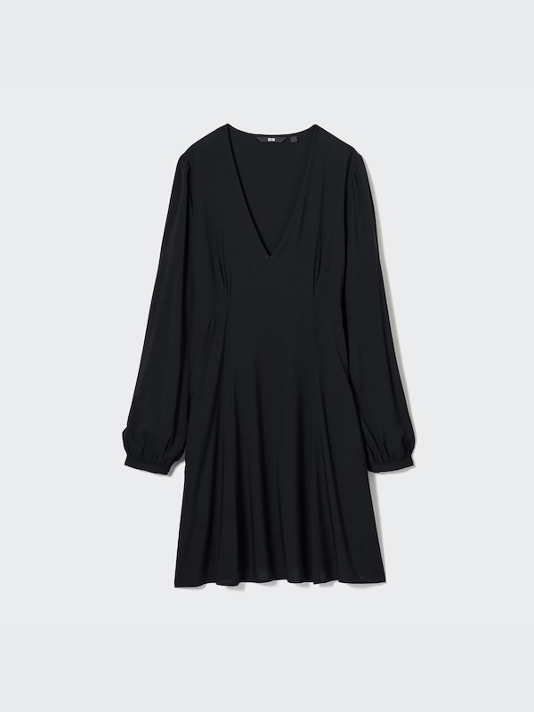 V-Neck Long-Sleeve Mini Dress