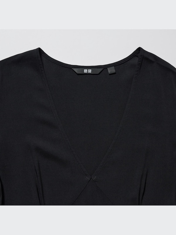 V-Neck Long-Sleeve Mini Dress