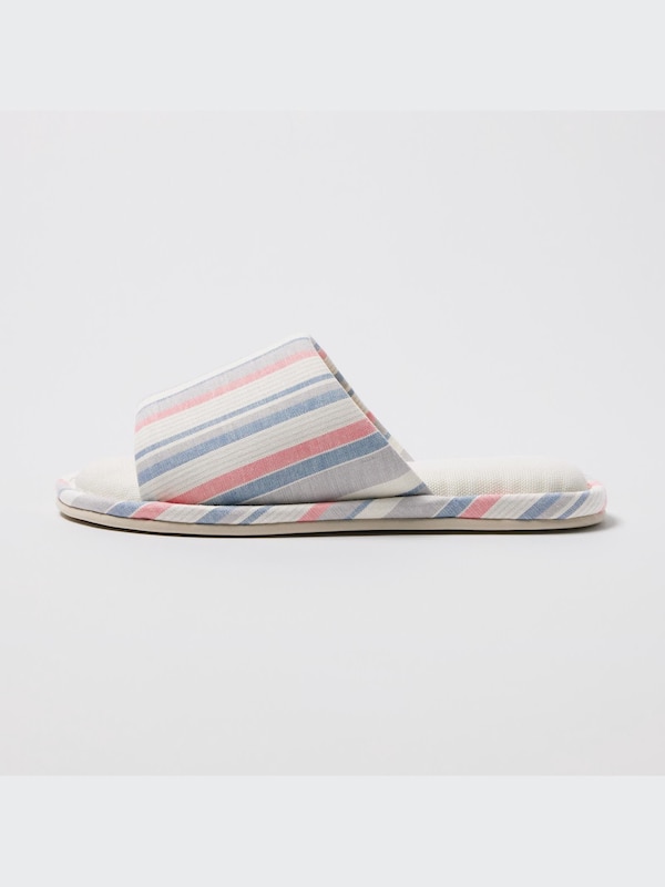 Open Toe Striped Cotton Linen Room Shoes