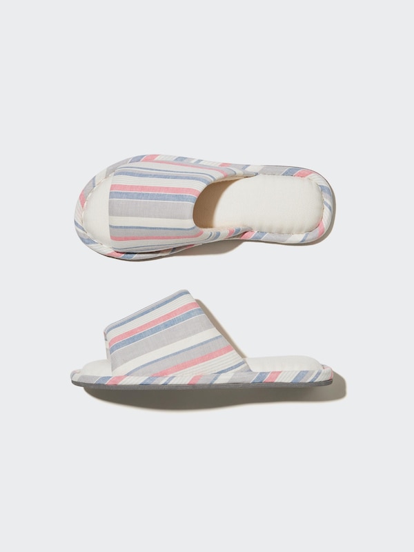 Open Toe Striped Cotton Linen Room Shoes