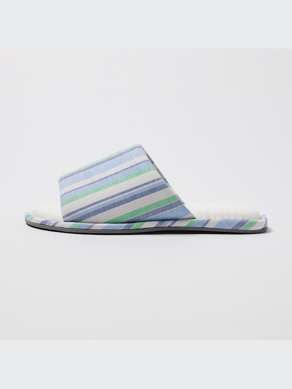 Open Toe Striped Cotton Linen Room Shoes