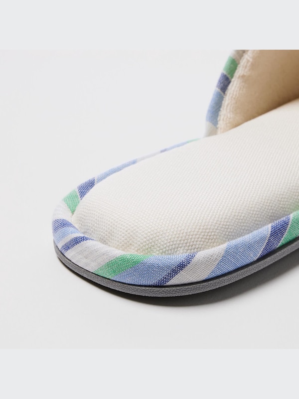 Open Toe Striped Cotton Linen Room Shoes