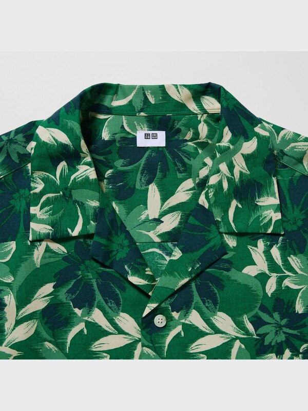 Open Collar Short-Sleeve Shirt