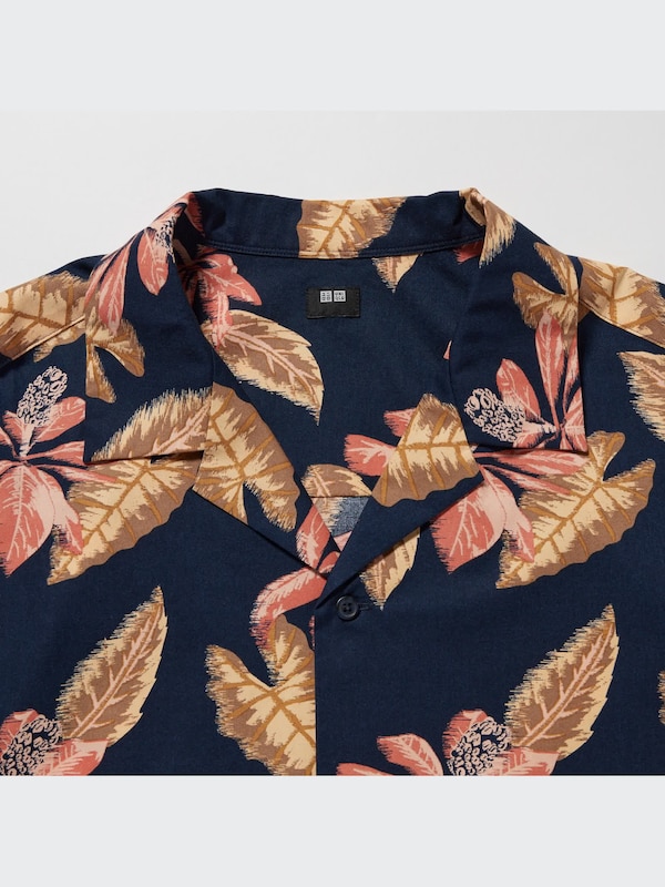 Open Collar Short-Sleeve Shirt