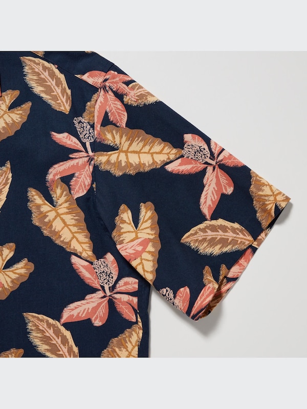 Open Collar Short-Sleeve Shirt
