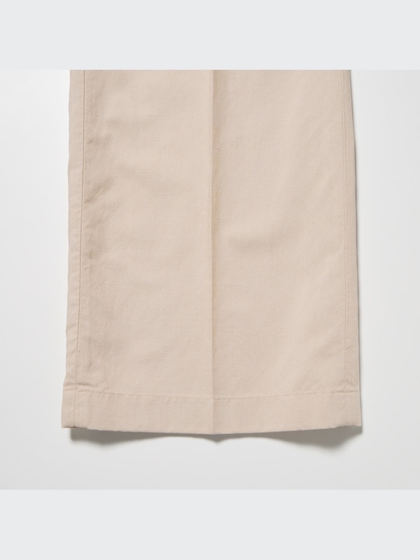 LINEN BLEND PLEATED WIDE PANTS(LONG)