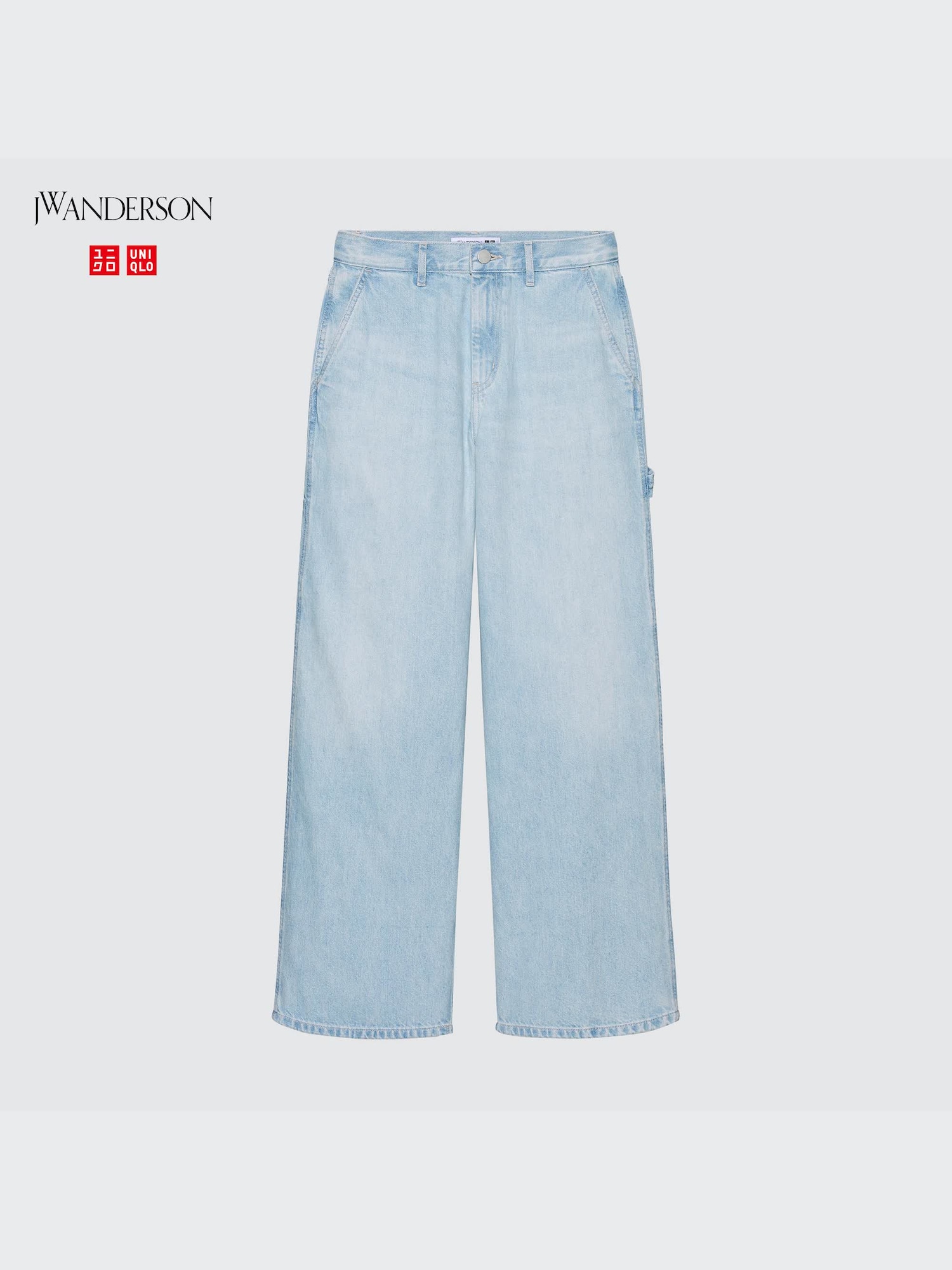 JW Anderson X Uniqlo Jeans Womens store 12 White Blue Stitch Straight Leg Denim