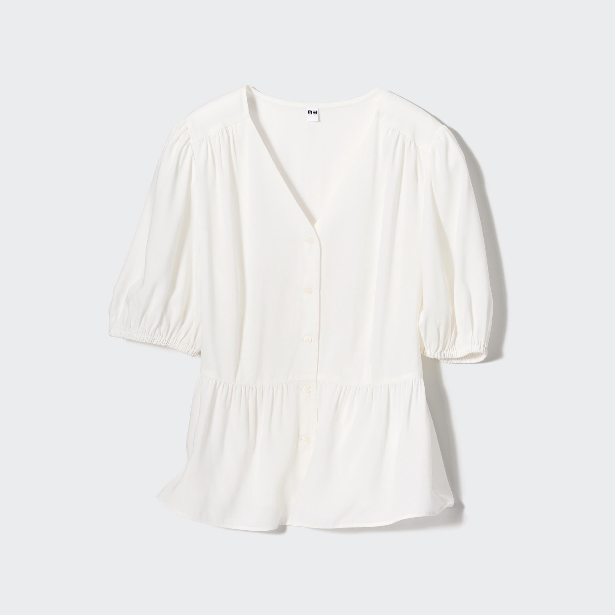 Uniqlo rayon store short sleeve blouse