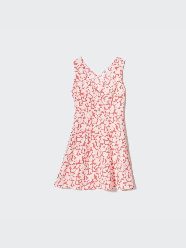 Printed V-Neck Sleeveless Mini Dress