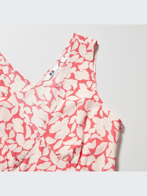 Printed V-Neck Sleeveless Mini Dress