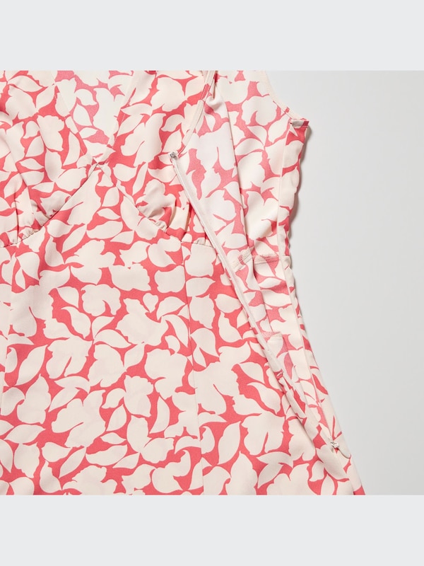 Printed V-Neck Sleeveless Mini Dress
