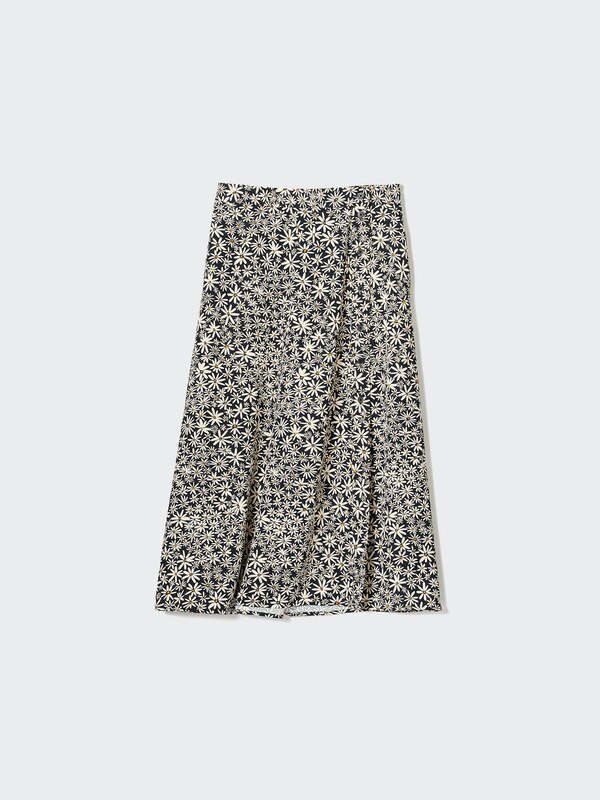Printed Slit Midi Skirt