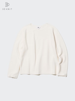 3D Knit Seamless Cotton Crew Neck Jumper