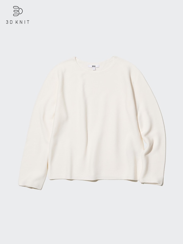 3D Knit Seamless Cotton Crew Neck Jumper