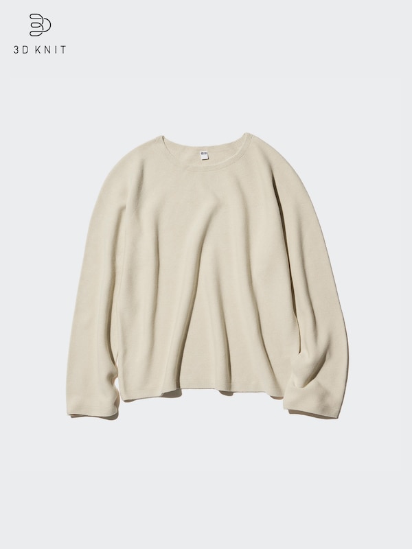 3D Knit Seamless Cotton Crew Neck Jumper