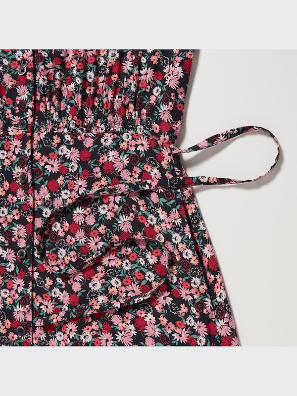 Printed V-Neck Long-Sleeve Flare Dress
