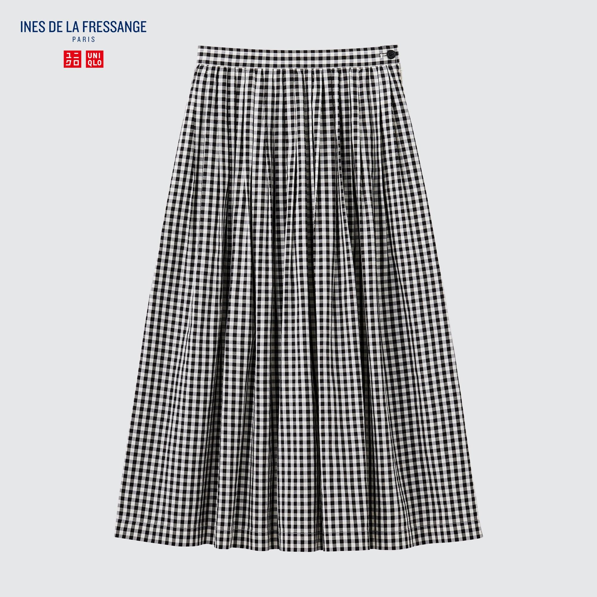Cotton Twill Gather Skirt (Checked) (Ines de la Fressange) | UNIQLO US