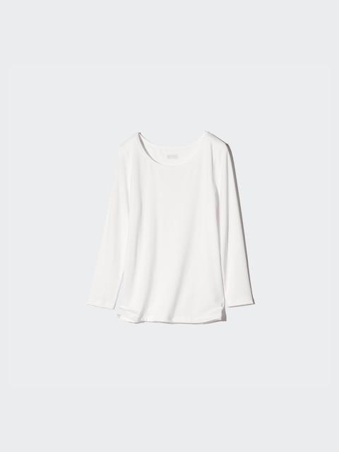 Uniqlo Wit - Heattech Thermo-Longsleeve Met Lage Hals - 3-4 Jaar (110Cm)