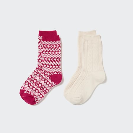 Girls HEATTECH Fair Isle Thermal Socks (Two Pairs)
