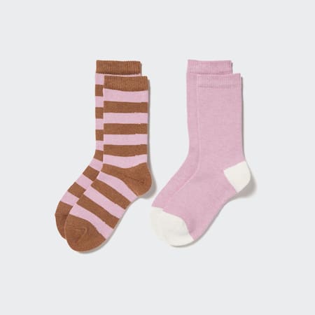 Girls HEATTECH Striped Thermal Socks (Two Pairs)